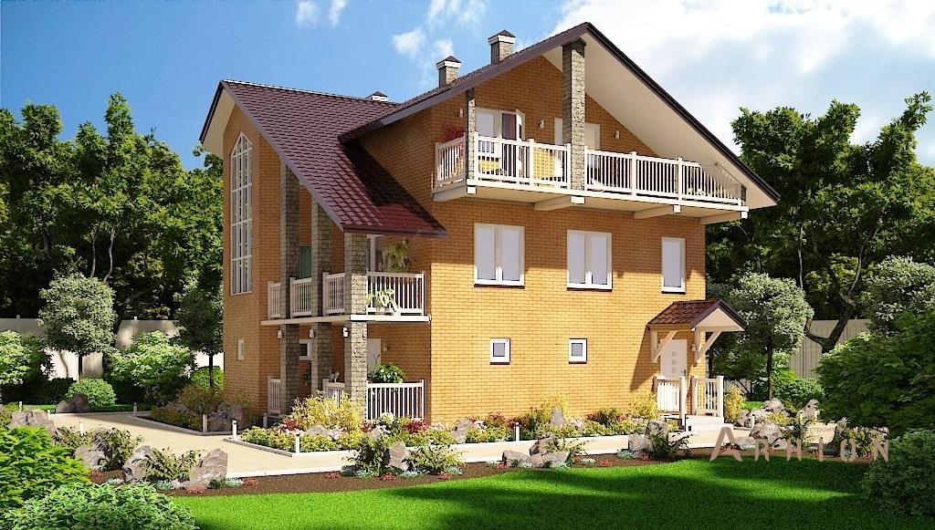 2. Проект двухэтажного дома в скандинавском стиле с многоскатной кровлей, M-27, площадью - 211 кв c мансардой, сауной, балконом, эркером, вторым светом